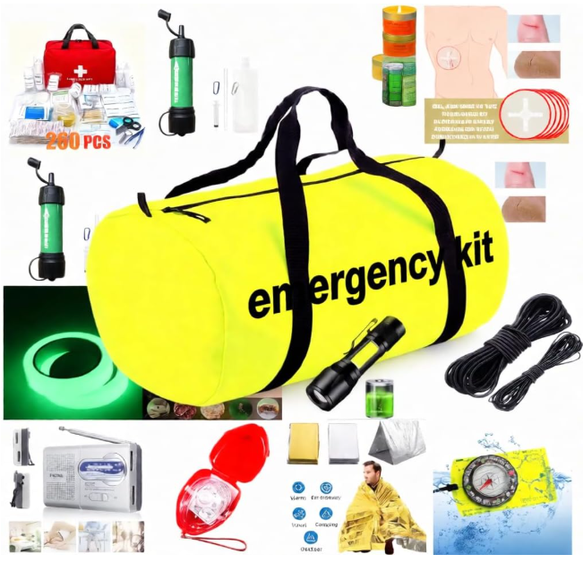 Trousse de survie 72h pour voiture, avion, bateau – Kit d'urgence pour les déplacements