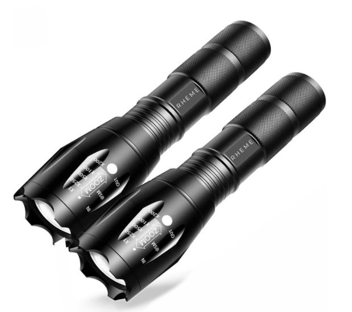 Zaklamp - Militaire Zaklamp - Set van 2 - Oplaadbare Batterijen & Oplaadstation - 2000 lm - Waterdicht - Zoomfunctie