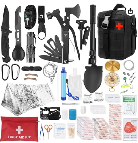 Noodoverlevingsset voor buiten, overlevingsuitrusting voor mannen, kamperen, avontuur, wandelen in de buitenlucht