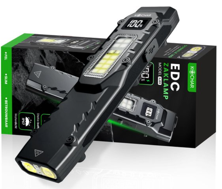Kochar Zaklamp LED oplaadbaar - Militaire zaklamp - 26650 Oplaadbare batterij - 6 standen - Powerbank functie - IP67 Waterdicht - Zaklamp op batterijen - Zaklamp noodpakket